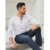 image:imageCOOFANDY Mens Long Sleeve Henley Shirts Cotton TShirts Casual Pullover Shirt Soft Stretch Basic Tees Fall TopsWhite
