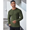 image:imageCOOFANDY Mens Long Sleeve Henley Shirts Stretch Ribbed TShirts Fashion Casual Basic TopsArmy Green
