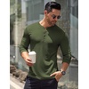 image:imageCOOFANDY Mens Long Sleeve Henley Shirts Stretch Ribbed TShirts Fashion Casual Basic TopsArmy Green