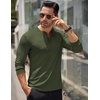 image:imageCOOFANDY Mens Long Sleeve Henley Shirts Stretch Ribbed TShirts Fashion Casual Basic TopsArmy Green