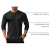 image:imageCOOFANDY Mens Long Sleeve Henley Shirts Stretch Ribbed TShirts Fashion Casual Basic TopsBlack