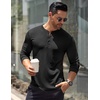 image:imageCOOFANDY Mens Long Sleeve Henley Shirts Stretch Ribbed TShirts Fashion Casual Basic TopsBlack