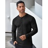 image:imageCOOFANDY Mens Long Sleeve Henley Shirts Stretch Ribbed TShirts Fashion Casual Basic TopsBlack