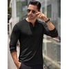 image:imageCOOFANDY Mens Long Sleeve Henley Shirts Stretch Ribbed TShirts Fashion Casual Basic TopsBlack