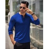 image:imageCOOFANDY Mens Long Sleeve Henley Shirts Stretch Ribbed TShirts Fashion Casual Basic TopsBlue
