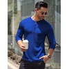 image:imageCOOFANDY Mens Long Sleeve Henley Shirts Stretch Ribbed TShirts Fashion Casual Basic TopsBlue