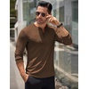 image:imageCOOFANDY Mens Long Sleeve Henley Shirts Stretch Ribbed TShirts Fashion Casual Basic TopsBrown