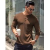image:imageCOOFANDY Mens Long Sleeve Henley Shirts Stretch Ribbed TShirts Fashion Casual Basic TopsBrown