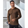 image:imageCOOFANDY Mens Long Sleeve Henley Shirts Stretch Ribbed TShirts Fashion Casual Basic TopsBrown