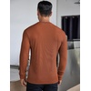 image:imageCOOFANDY Mens Long Sleeve Henley Shirts Stretch Ribbed TShirts Fashion Casual Basic TopsCaramel