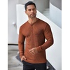 image:imageCOOFANDY Mens Long Sleeve Henley Shirts Stretch Ribbed TShirts Fashion Casual Basic TopsCaramel