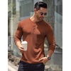 image:imageCOOFANDY Mens Long Sleeve Henley Shirts Stretch Ribbed TShirts Fashion Casual Basic TopsCaramel