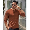 image:imageCOOFANDY Mens Long Sleeve Henley Shirts Stretch Ribbed TShirts Fashion Casual Basic TopsCaramel