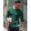 image:imageCOOFANDY Mens Long Sleeve Henley Shirts Stretch Ribbed TShirts Fashion Casual Basic TopsDark Green