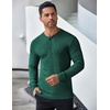 image:imageCOOFANDY Mens Long Sleeve Henley Shirts Stretch Ribbed TShirts Fashion Casual Basic TopsDark Green