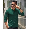 image:imageCOOFANDY Mens Long Sleeve Henley Shirts Stretch Ribbed TShirts Fashion Casual Basic TopsDark Green