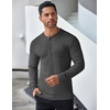 image:imageCOOFANDY Mens Long Sleeve Henley Shirts Stretch Ribbed TShirts Fashion Casual Basic TopsDark Grey