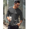 image:imageCOOFANDY Mens Long Sleeve Henley Shirts Stretch Ribbed TShirts Fashion Casual Basic TopsDark Grey