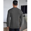 image:imageCOOFANDY Mens Long Sleeve Henley Shirts Stretch Ribbed TShirts Fashion Casual Basic TopsDark Grey