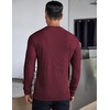 image:imageCOOFANDY Mens Long Sleeve Henley Shirts Stretch Ribbed TShirts Fashion Casual Basic TopsDark Red