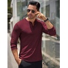 image:imageCOOFANDY Mens Long Sleeve Henley Shirts Stretch Ribbed TShirts Fashion Casual Basic TopsDark Red