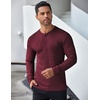 image:imageCOOFANDY Mens Long Sleeve Henley Shirts Stretch Ribbed TShirts Fashion Casual Basic TopsDark Red