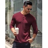 image:imageCOOFANDY Mens Long Sleeve Henley Shirts Stretch Ribbed TShirts Fashion Casual Basic TopsDark Red