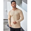 image:imageCOOFANDY Mens Long Sleeve Henley Shirts Stretch Ribbed TShirts Fashion Casual Basic TopsKhaki