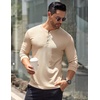 image:imageCOOFANDY Mens Long Sleeve Henley Shirts Stretch Ribbed TShirts Fashion Casual Basic TopsKhaki