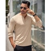 image:imageCOOFANDY Mens Long Sleeve Henley Shirts Stretch Ribbed TShirts Fashion Casual Basic TopsKhaki