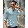 image:imageCOOFANDY Mens Long Sleeve Henley Shirts Stretch Ribbed TShirts Fashion Casual Basic TopsLight Blue