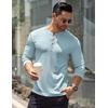 image:imageCOOFANDY Mens Long Sleeve Henley Shirts Stretch Ribbed TShirts Fashion Casual Basic TopsLight Blue