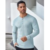 image:imageCOOFANDY Mens Long Sleeve Henley Shirts Stretch Ribbed TShirts Fashion Casual Basic TopsLight Blue