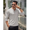 image:imageCOOFANDY Mens Long Sleeve Henley Shirts Stretch Ribbed TShirts Fashion Casual Basic TopsLight Grey