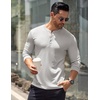 image:imageCOOFANDY Mens Long Sleeve Henley Shirts Stretch Ribbed TShirts Fashion Casual Basic TopsLight Grey