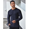 image:imageCOOFANDY Mens Long Sleeve Henley Shirts Stretch Ribbed TShirts Fashion Casual Basic TopsNavy Blue