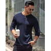 image:imageCOOFANDY Mens Long Sleeve Henley Shirts Stretch Ribbed TShirts Fashion Casual Basic TopsNavy Blue