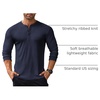 image:imageCOOFANDY Mens Long Sleeve Henley Shirts Stretch Ribbed TShirts Fashion Casual Basic TopsNavy Blue