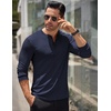 image:imageCOOFANDY Mens Long Sleeve Henley Shirts Stretch Ribbed TShirts Fashion Casual Basic TopsNavy Blue