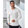 image:imageCOOFANDY Mens Long Sleeve Henley Shirts Stretch Ribbed TShirts Fashion Casual Basic TopsWhite