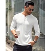 image:imageCOOFANDY Mens Long Sleeve Henley Shirts Stretch Ribbed TShirts Fashion Casual Basic TopsWhite