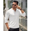 image:imageCOOFANDY Mens Long Sleeve Henley Shirts Stretch Ribbed TShirts Fashion Casual Basic TopsWhite