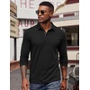 image:imageCOOFANDY Mens Long Sleeve Polo Shirts Button Casual Tee Collared Work Pullover ShirtsA Black