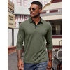 image:imageCOOFANDY Mens Long Sleeve Polo Shirts Button Casual Tee Collared Work Pullover ShirtsArmy Green