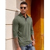 image:imageCOOFANDY Mens Long Sleeve Polo Shirts Button Casual Tee Collared Work Pullover ShirtsArmy Green
