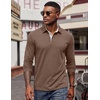 image:imageCOOFANDY Mens Long Sleeve Polo Shirts Button Casual Tee Collared Work Pullover ShirtsAsh Brown