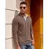 image:imageCOOFANDY Mens Long Sleeve Polo Shirts Button Casual Tee Collared Work Pullover ShirtsAsh Brown