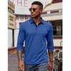 image:imageCOOFANDY Mens Long Sleeve Polo Shirts Button Casual Tee Collared Work Pullover ShirtsBlue