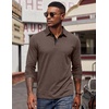 image:imageCOOFANDY Mens Long Sleeve Polo Shirts Button Casual Tee Collared Work Pullover ShirtsBrown