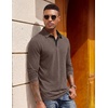 image:imageCOOFANDY Mens Long Sleeve Polo Shirts Button Casual Tee Collared Work Pullover ShirtsBrown